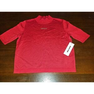 DKNY Jeans Red Mock Turtleneck Sweater Short Sleeve Size PXS NWT MFRP $59